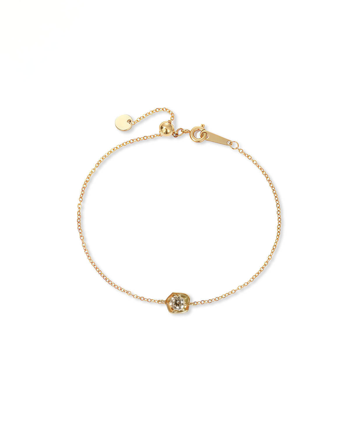 Diamond Bracelets For Women | 14K Gold Bean Shaped Lab Diamond Bezel Bracelet