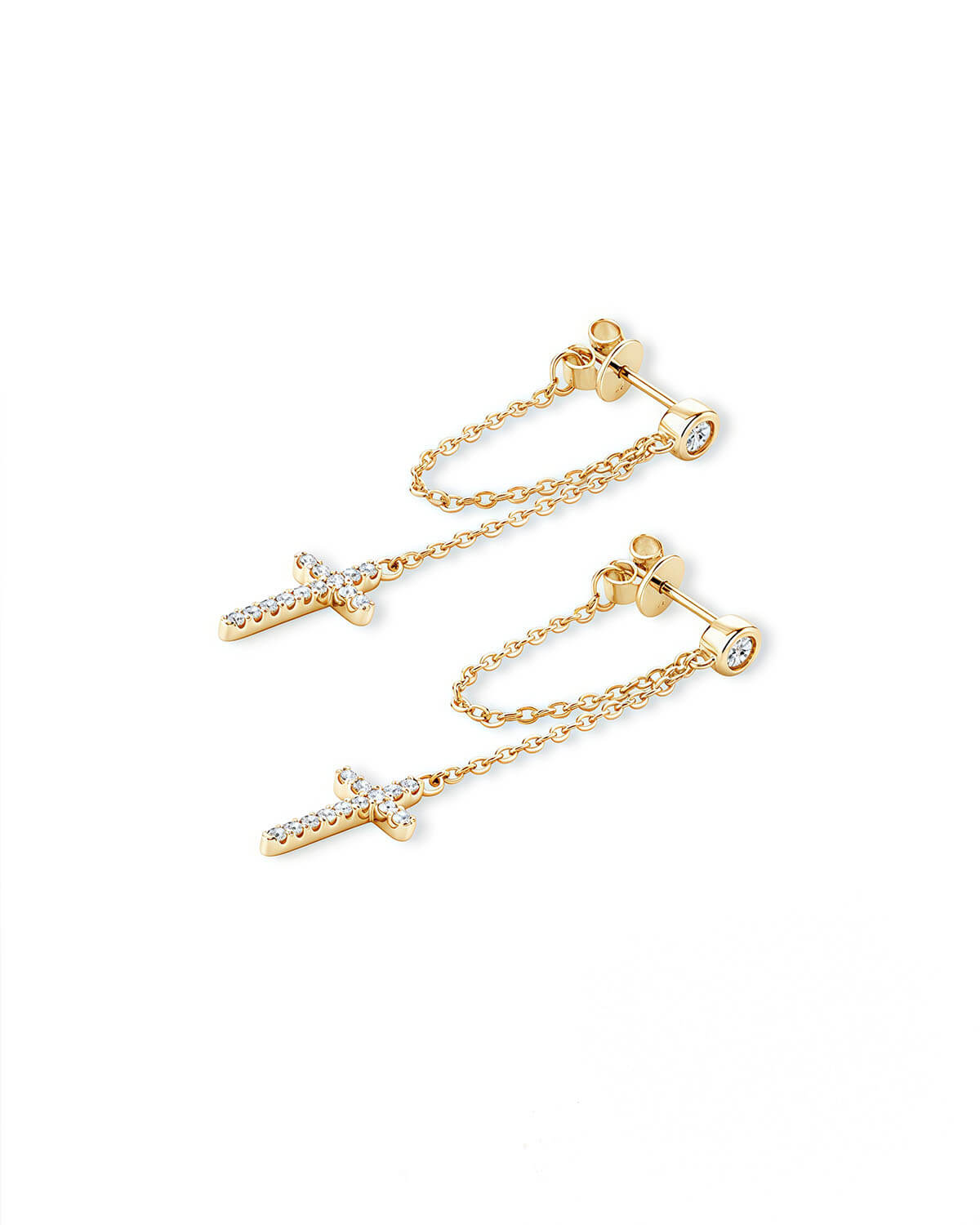 Diamond Cross Earrings – Dangle Chain Style-Opreshyne