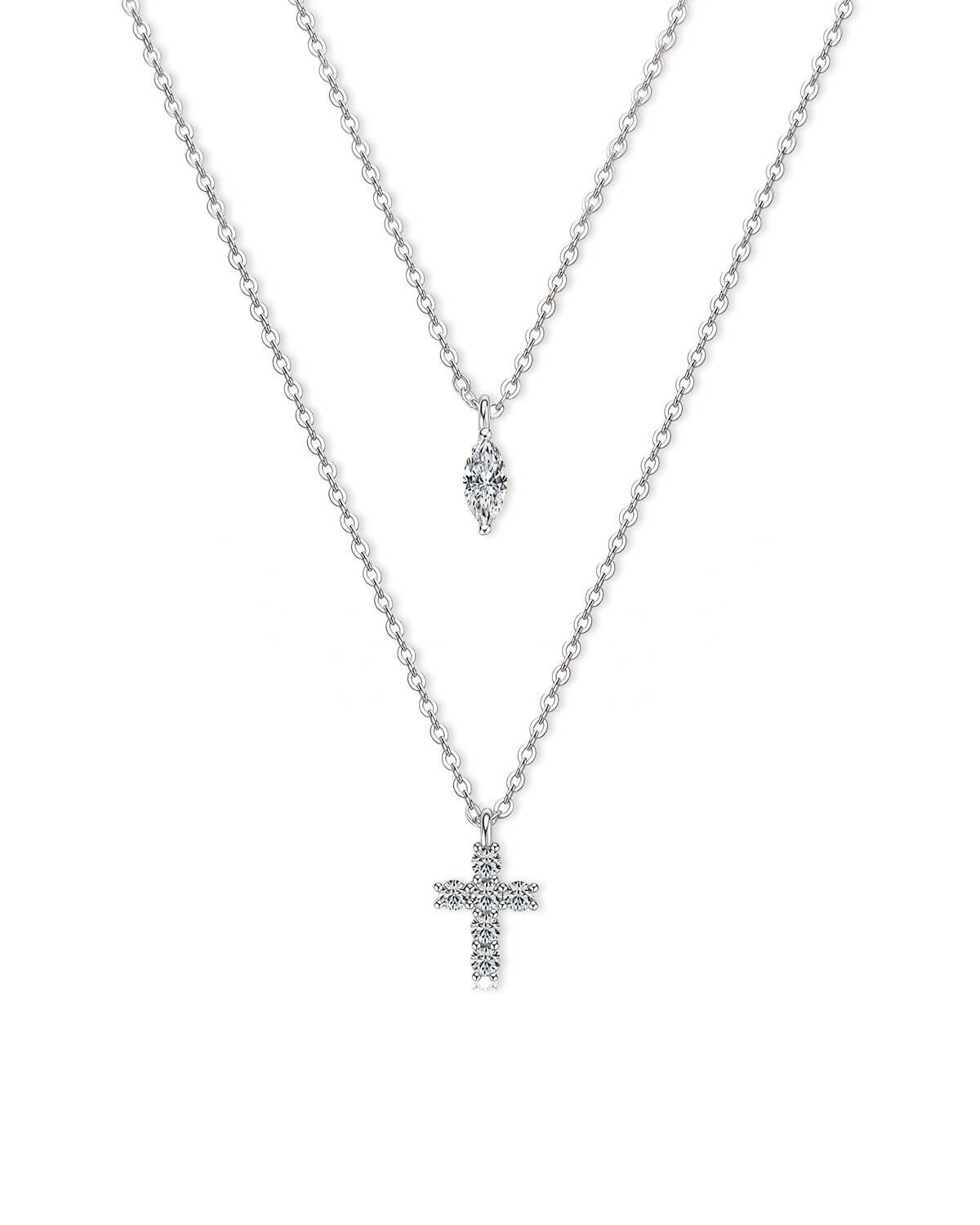 Elysian Cross - Marquise Diamond Necklace