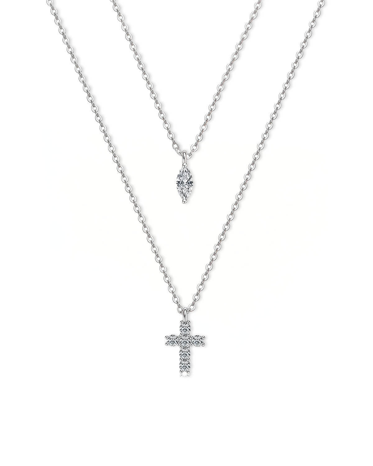 Elysian Cross - Marquise Diamond Necklace