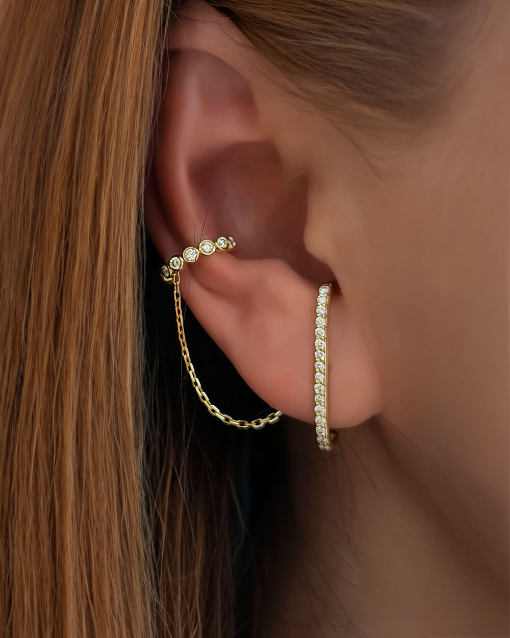 Aura Diamond Chain Cuff Earring