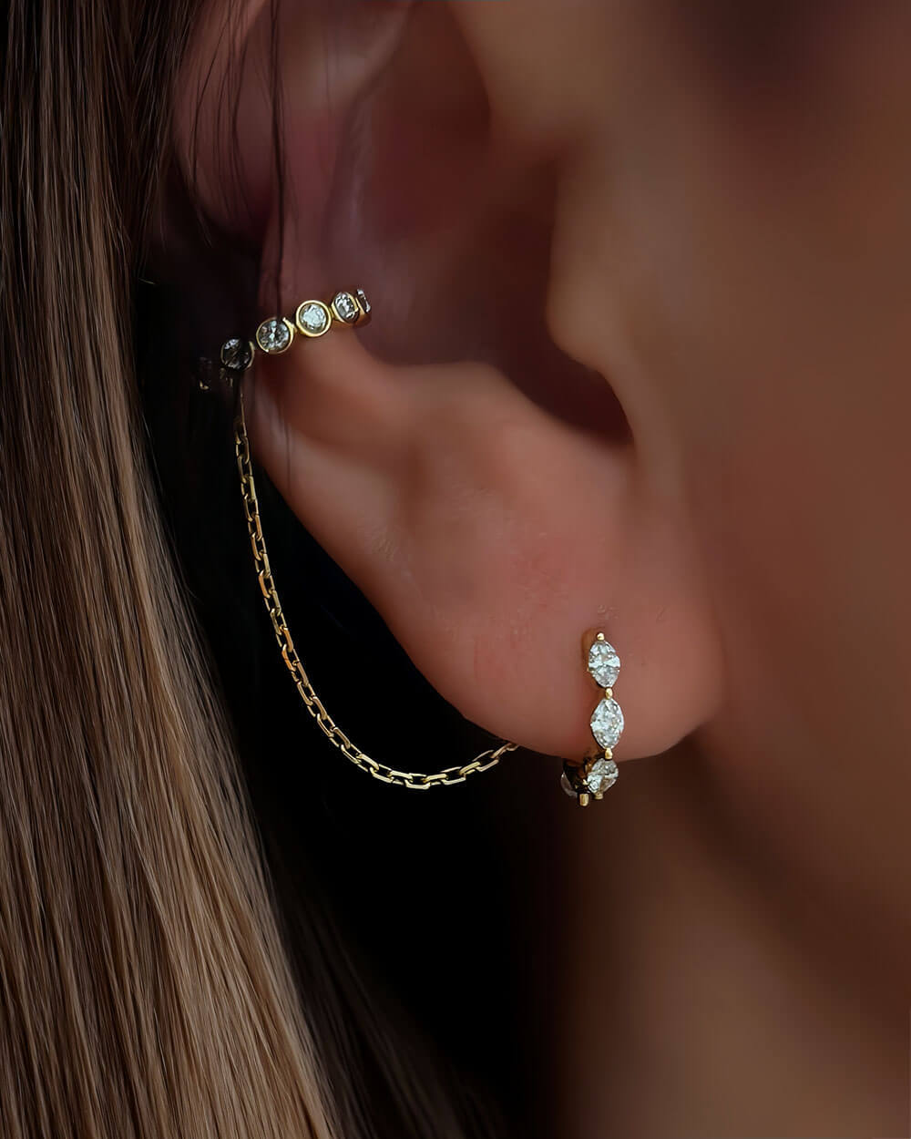 Aura Diamond Chain Cuff Earring