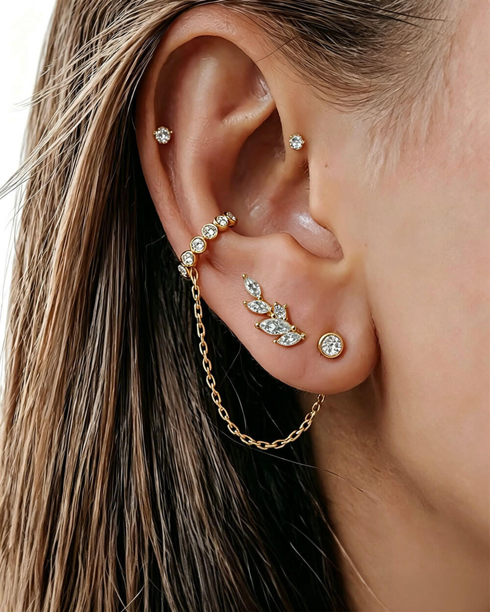 Aura Diamond Chain Cuff Earring