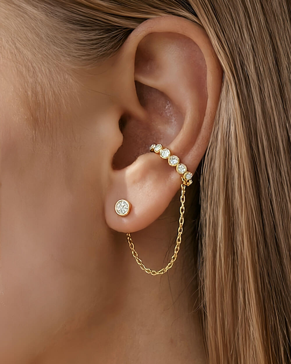 Aura Diamond Chain Cuff Earring