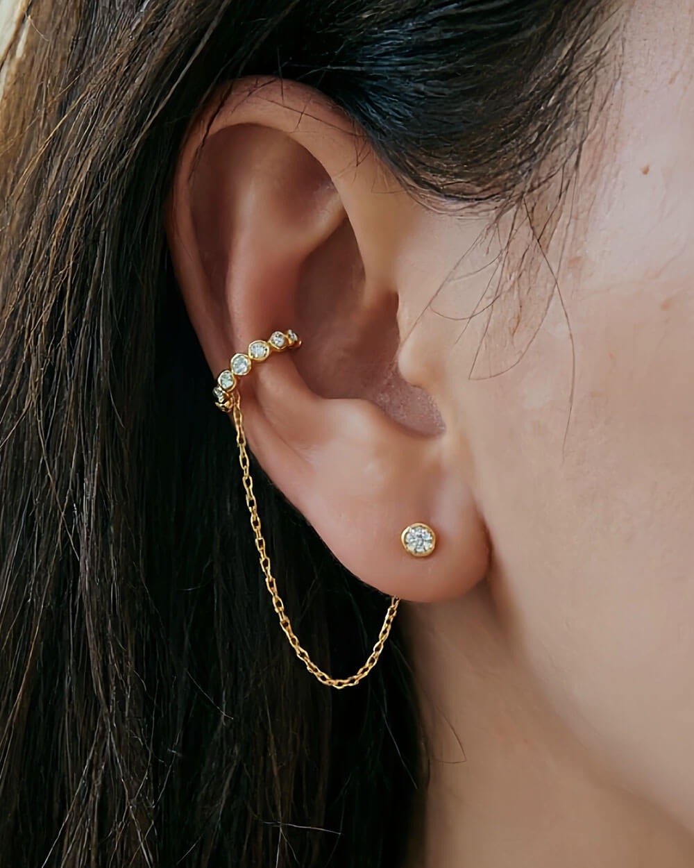 Aura Diamond Chain Cuff Earring