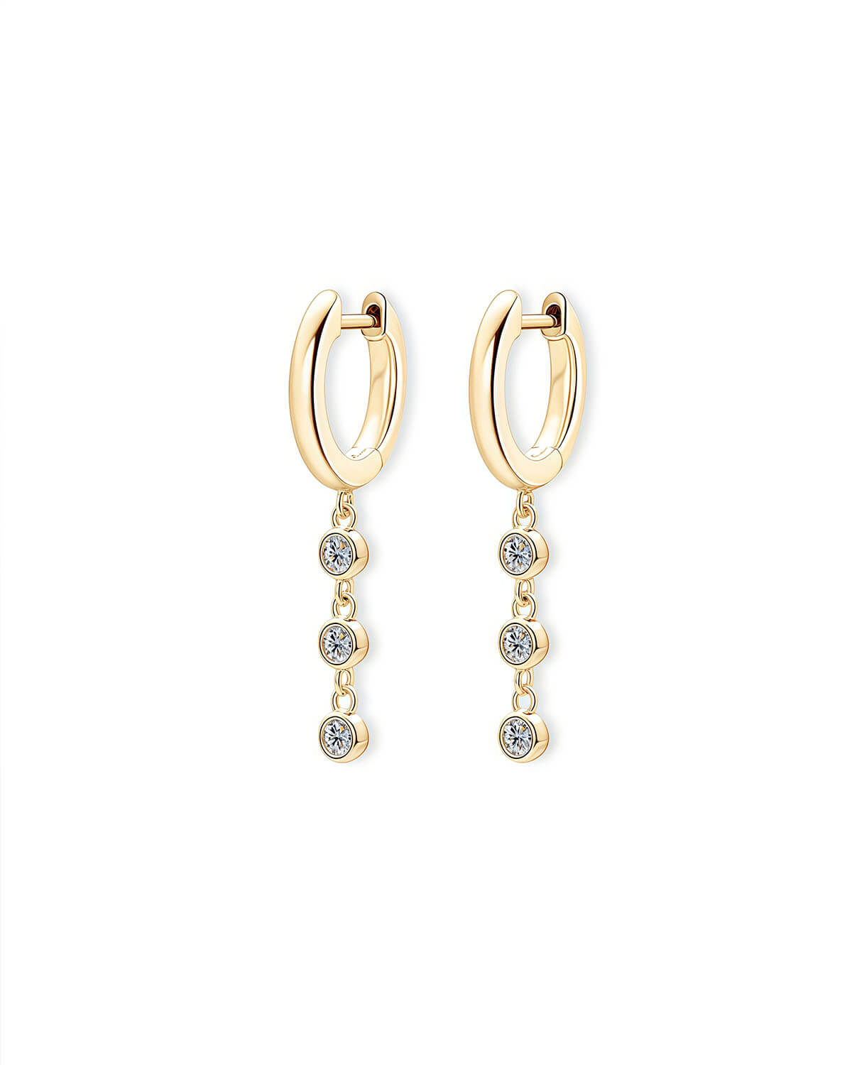Diamond Dangle Earrings – Triple Moissanite Drops-Opreshyne