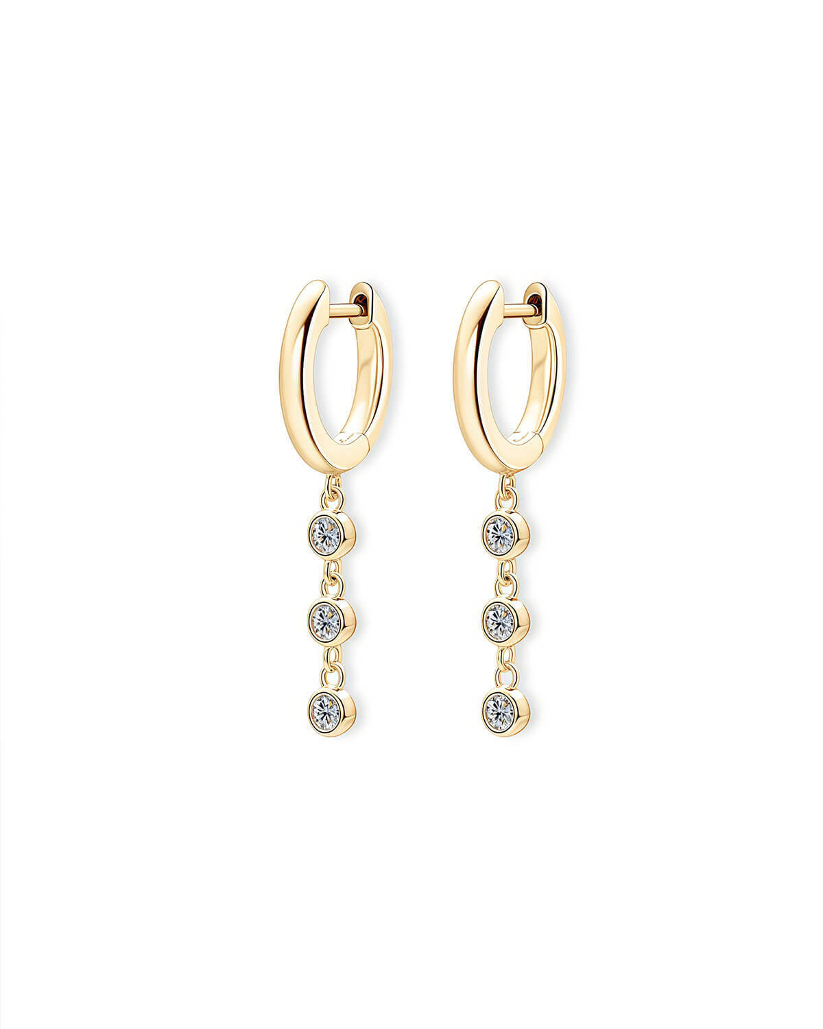 Diamond Dangle Earrings – Triple Moissanite Drops-Opreshyne