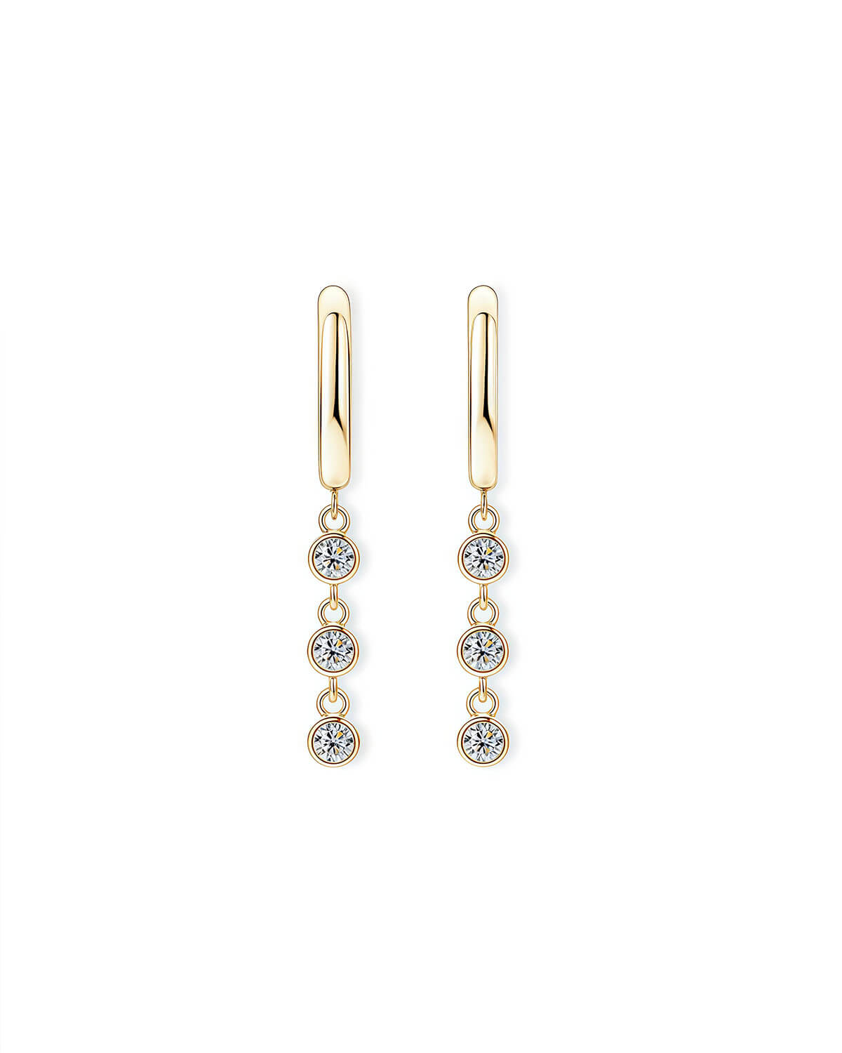 Diamond Dangle Earrings – Triple Moissanite Drops-Opreshyne