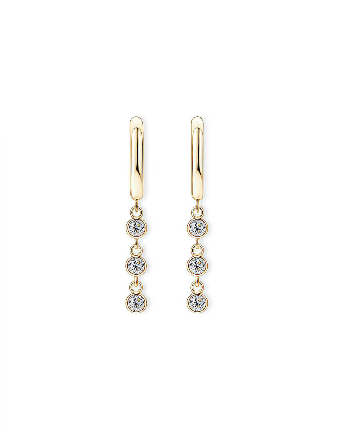 Diamond Dangle Earrings – Triple Moissanite Drops-Opreshyne