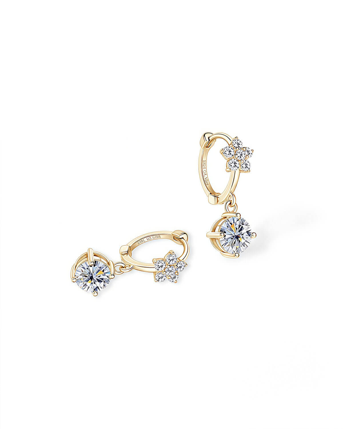 Diamond Drop Earrings – Floral & Solitaire Design-Opreshyne