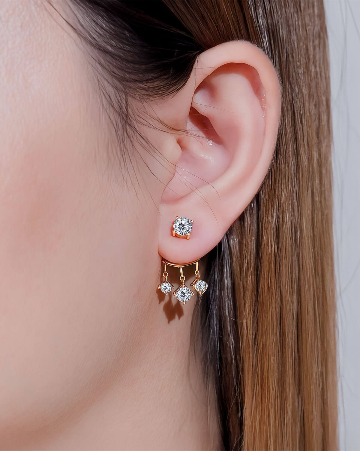 Liberty Cascade - Split Drop Earrings-Opreshyne