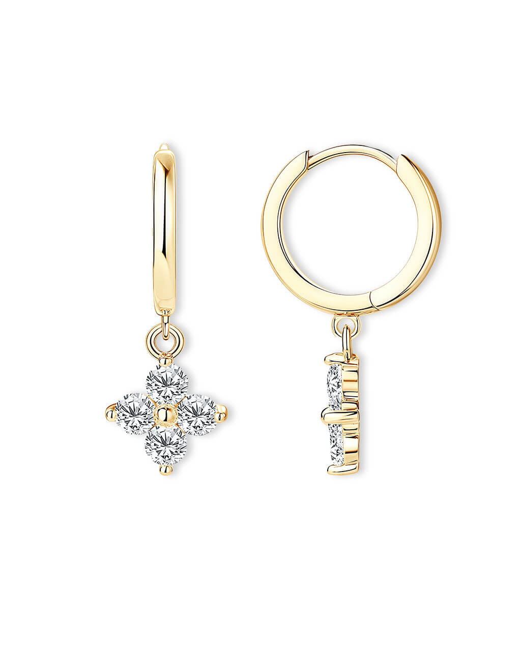 Lucky Clover Bloom - Four-Leaf Clover Charm Earrings-Opreshyne