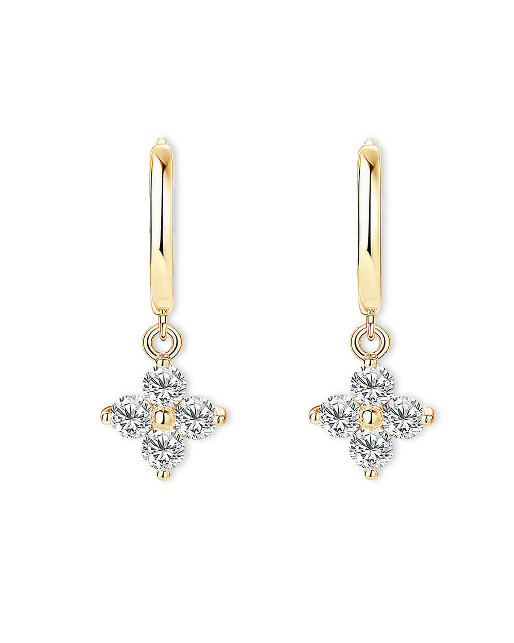 Lucky Clover Bloom - Four-Leaf Clover Charm Earrings-Opreshyne