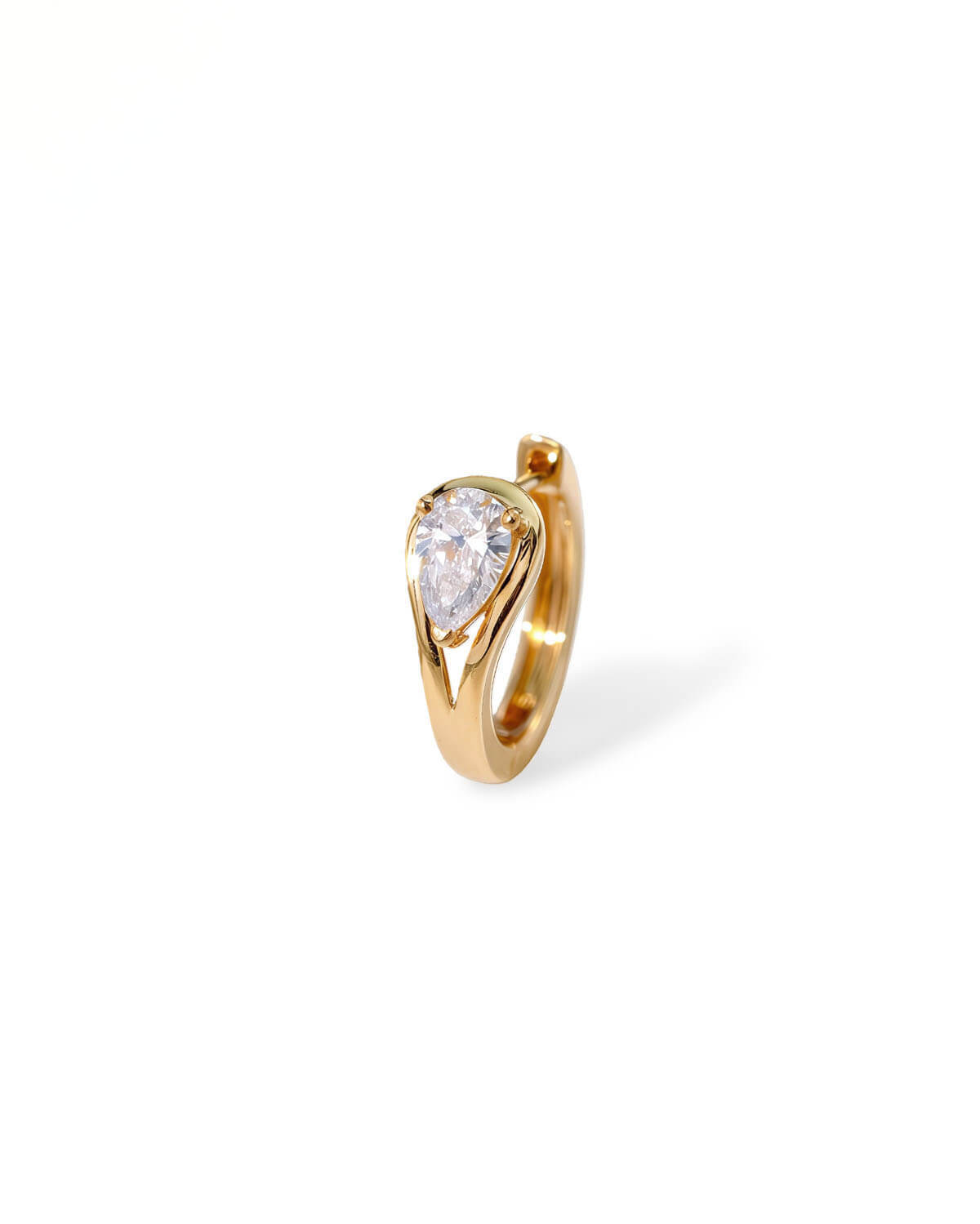 Diamond Hoop Earrings For Women | Pear Lab Diamond 14K Gold Huggie Hoops