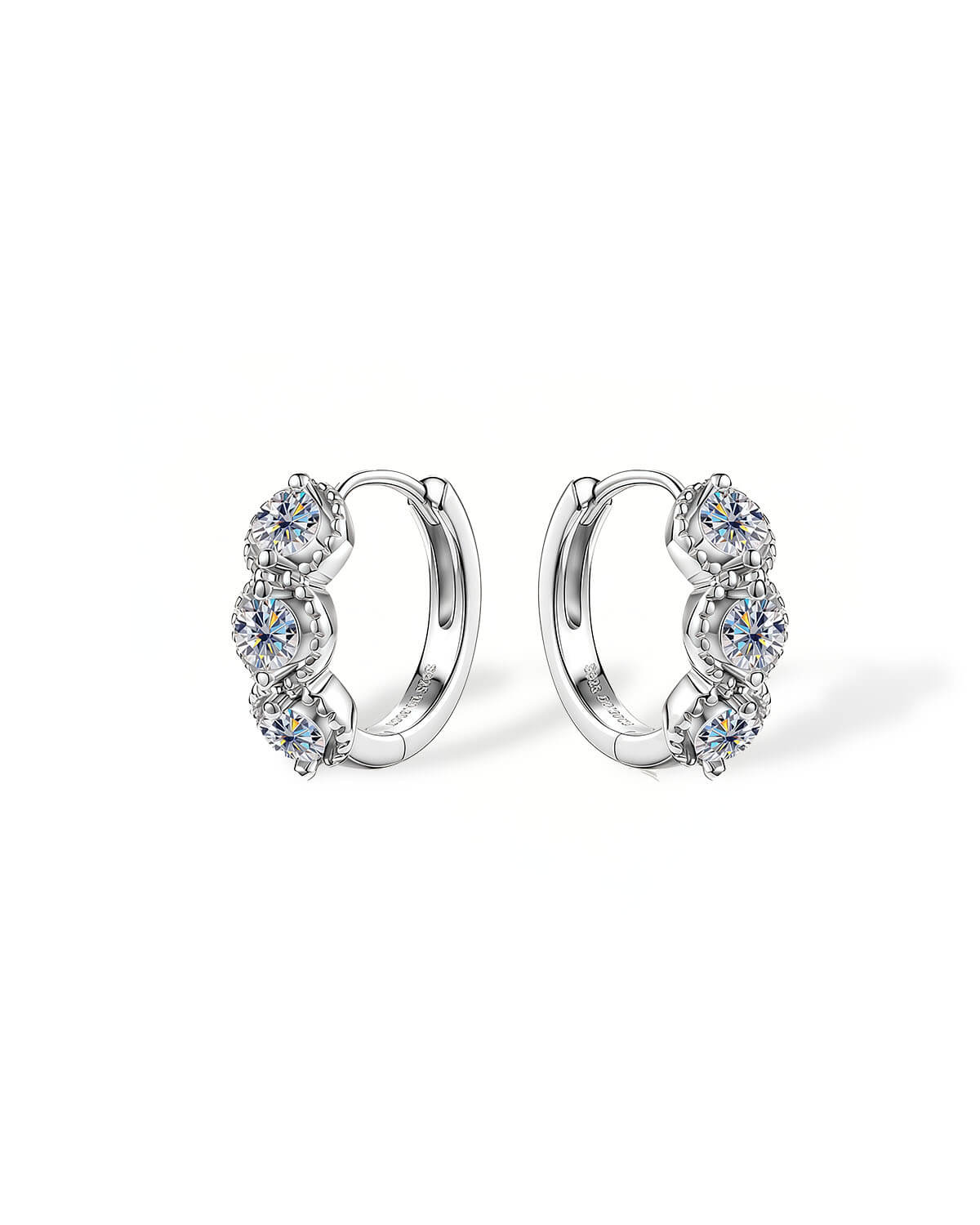 Luna Trio - Three Stone Diamond Hoop Earrings