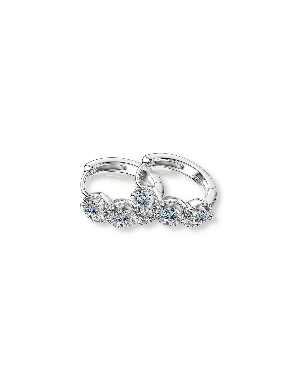 Luna Trio - Three Stone Diamond Hoop Earrings