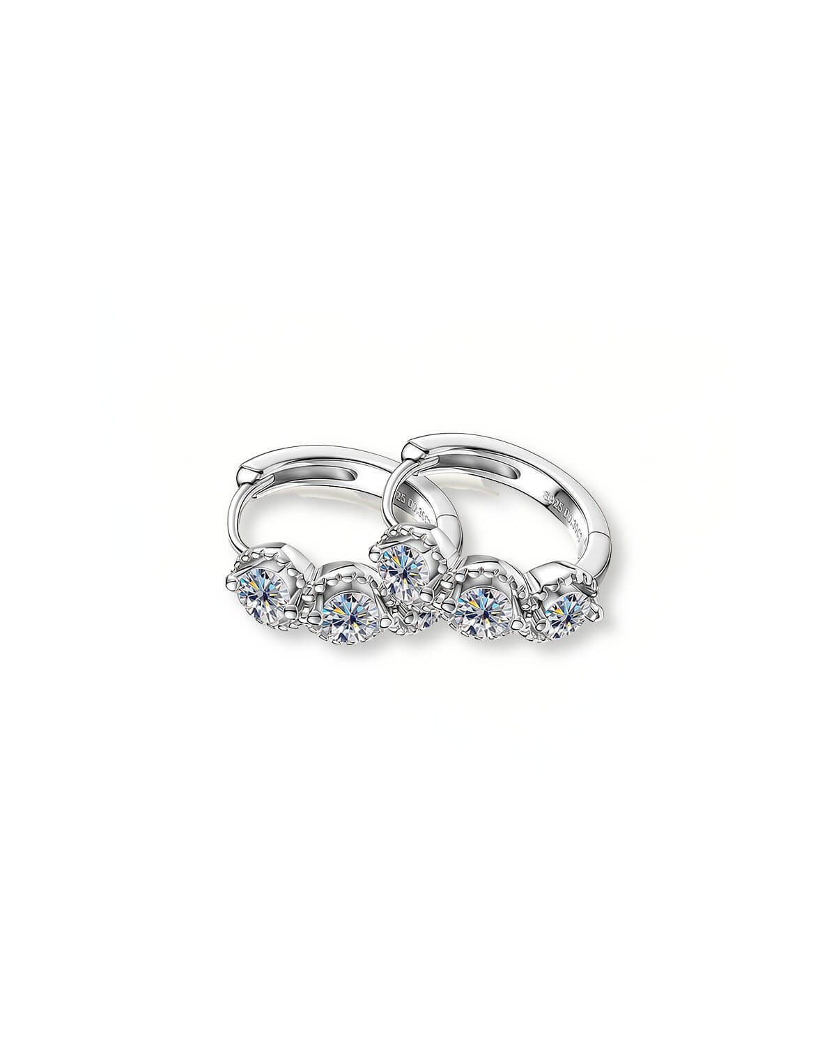 Luna Trio - Three Stone Diamond Hoop Earrings
