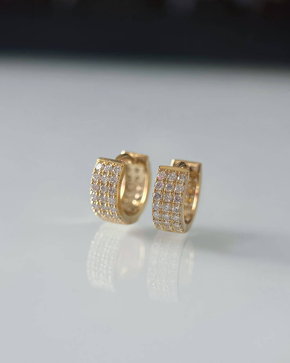 Nova Triple Row Diamond Hoop Earrings