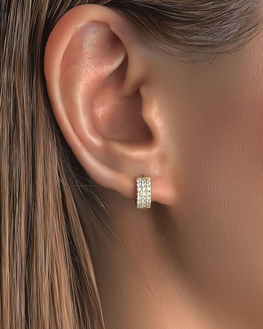 Nova Triple Row Diamond Hoop Earrings