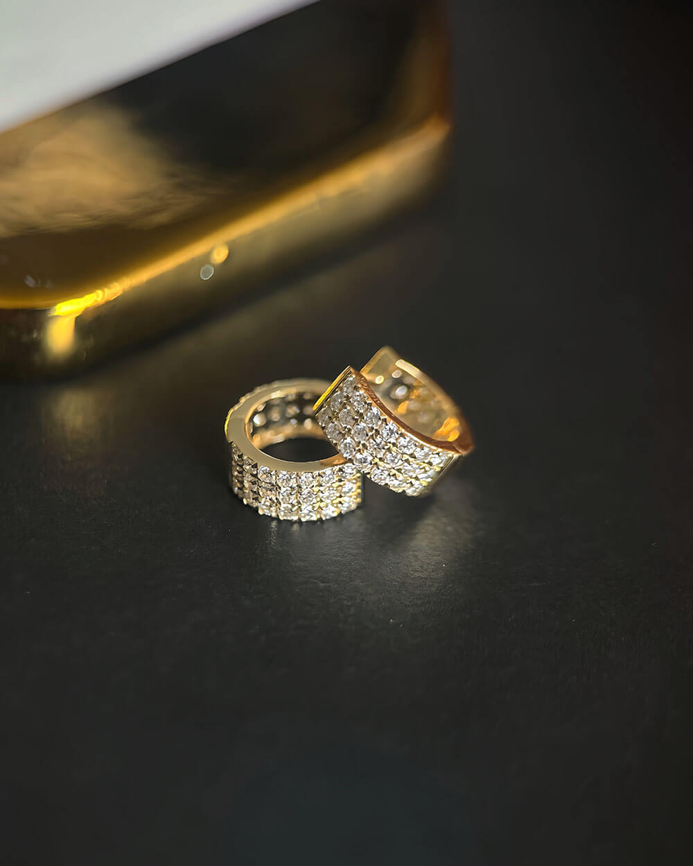 Nova Triple Row Diamond Hoop Earrings