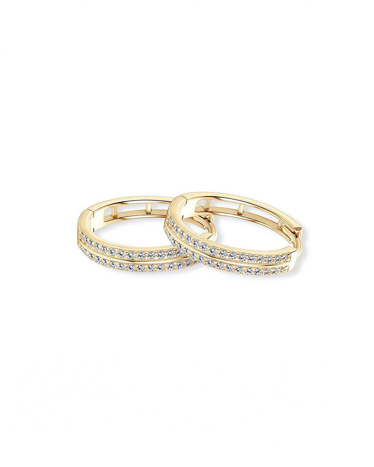 Diamond Hoop Earrings for Women – Double Row Luxury Hoops-Opreshyne