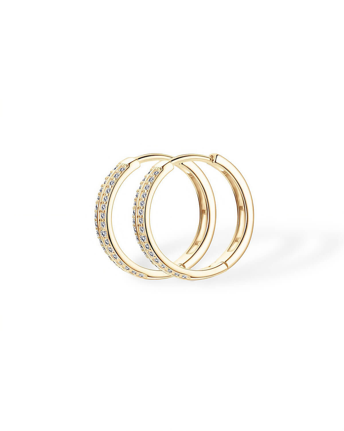 Diamond Hoop Earrings for Women – Double Row Luxury Hoops-Opreshyne