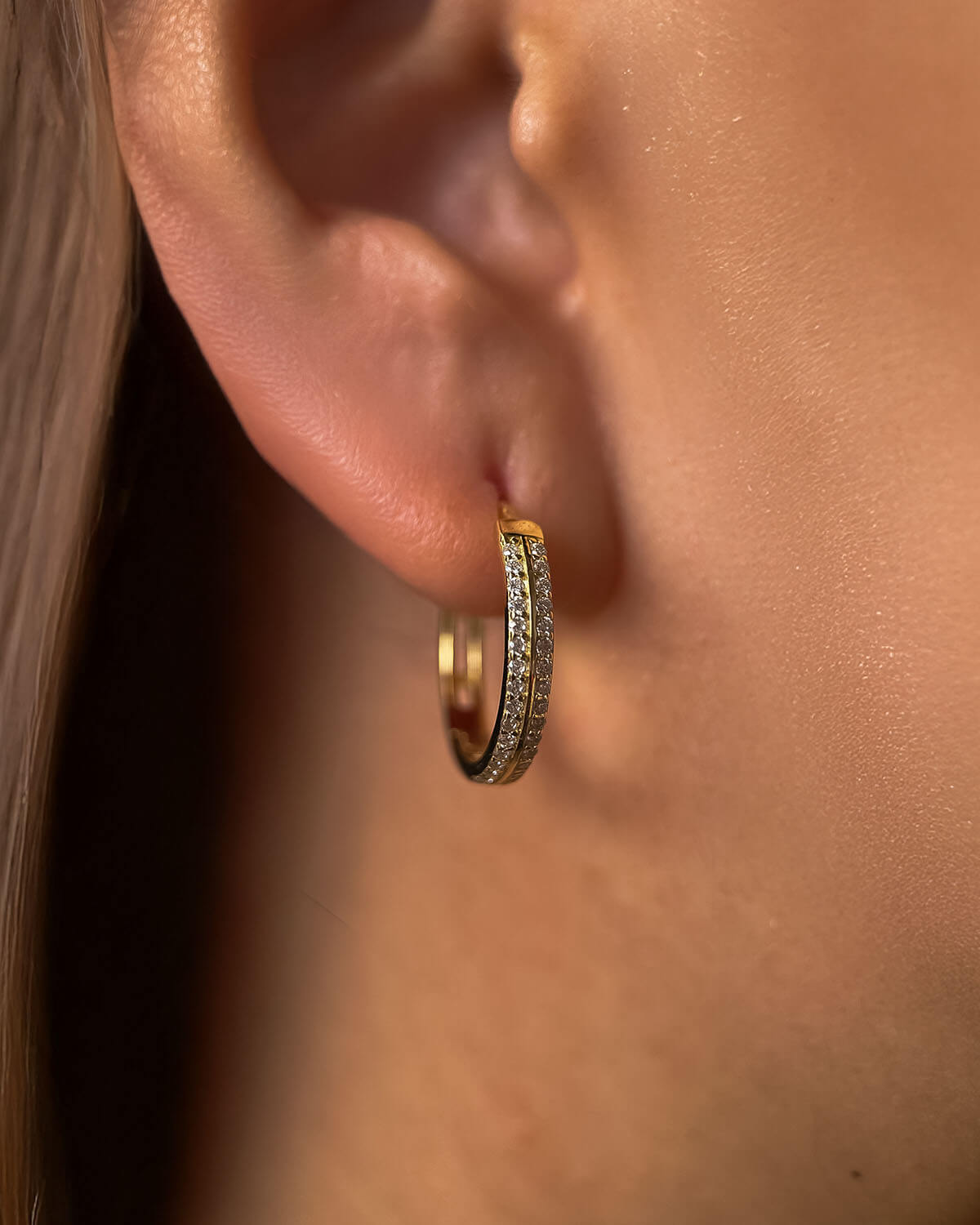 Diamond Hoop Earrings for Women – Double Row Luxury Hoops-Opreshyne