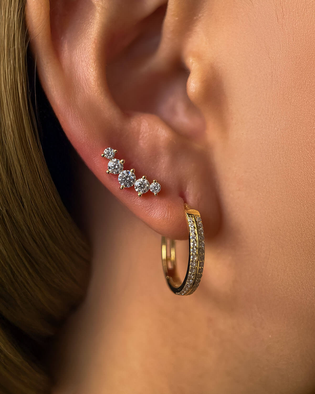 Diamond Hoop Earrings for Women – Double Row Luxury Hoops-Opreshyne