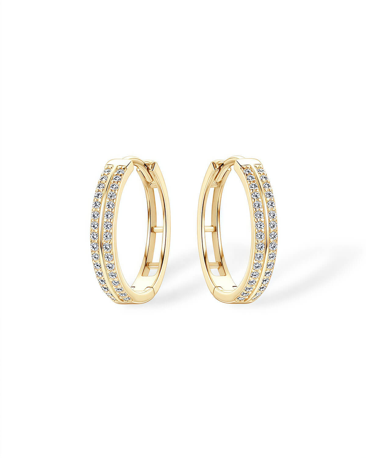 Diamond Hoop Earrings for Women – Double Row Luxury Hoops-Opreshyne