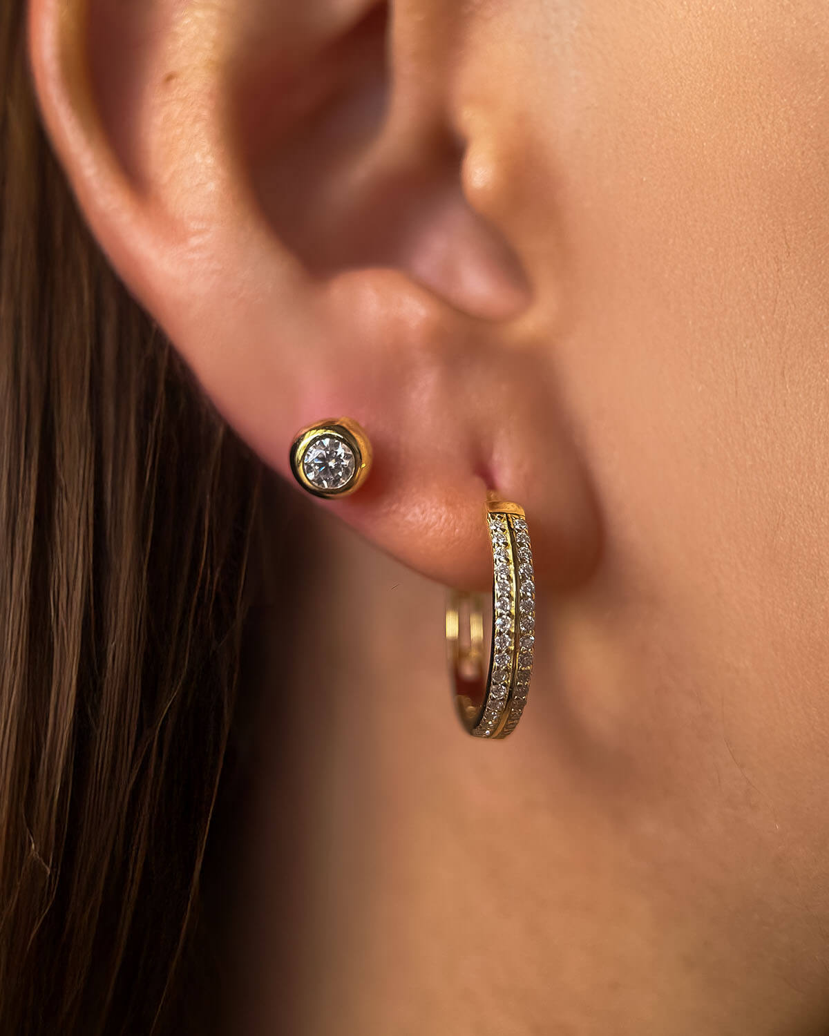 14k Gold Stud Earrings – Classic Round Design-Opreshyne