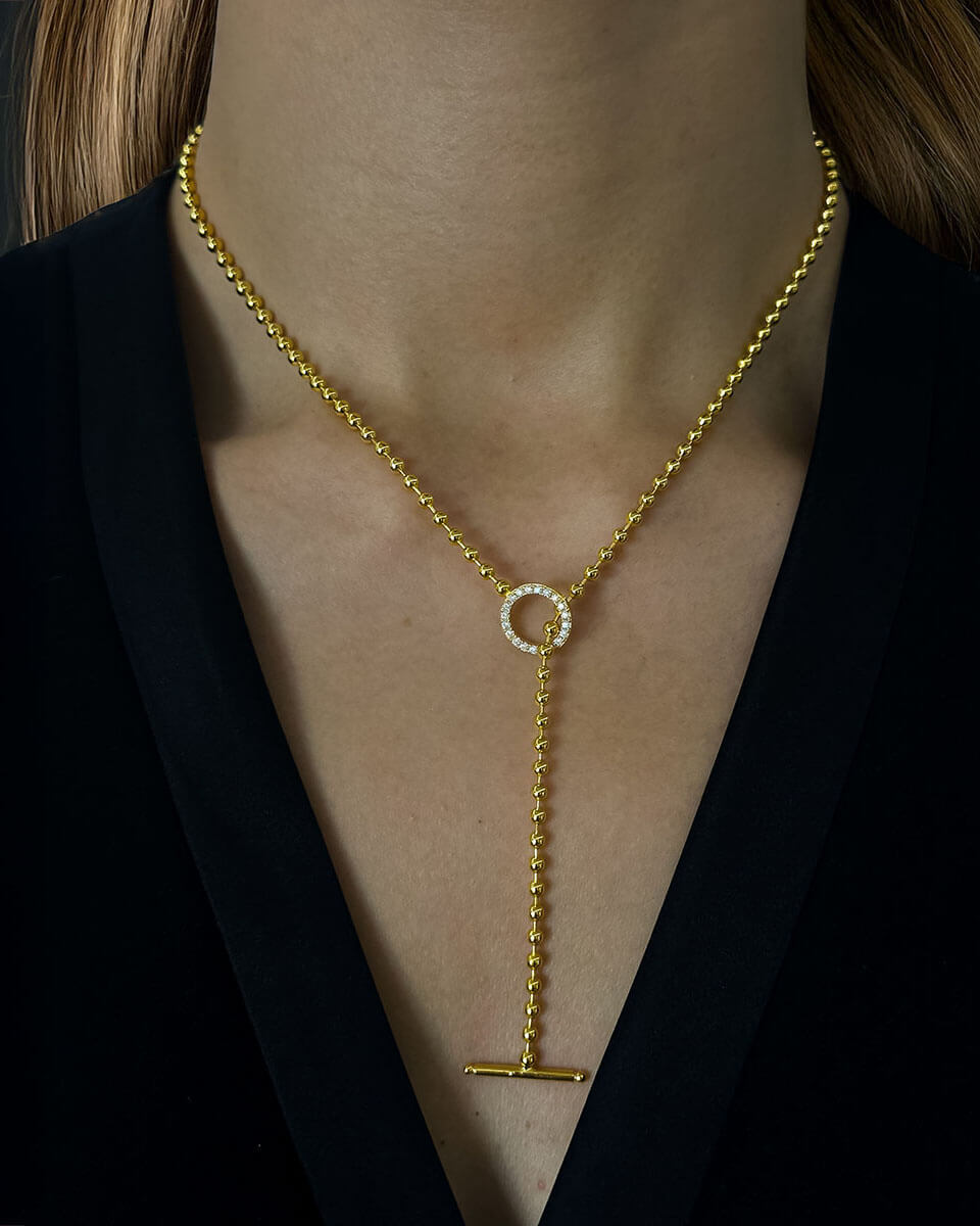 Diamond Necklace Gold with Toggle Clasp Design-Opreshyne