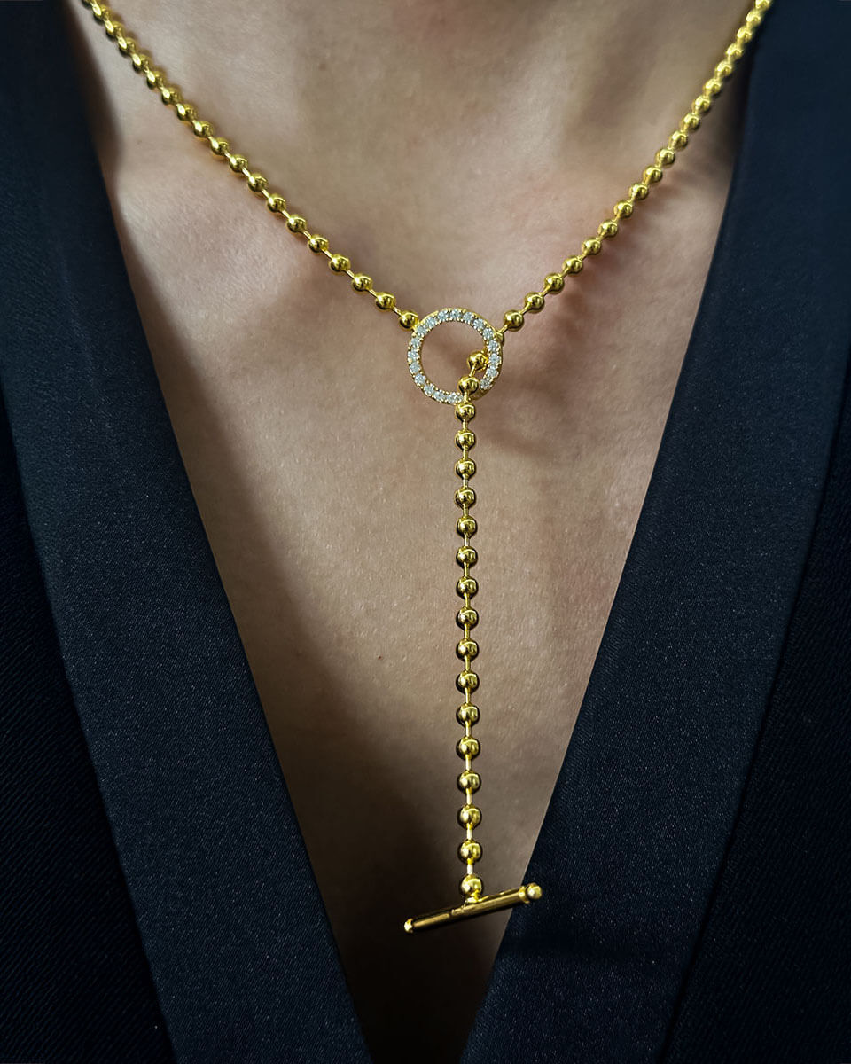 Diamond Necklace Gold with Toggle Clasp Design-Opreshyne