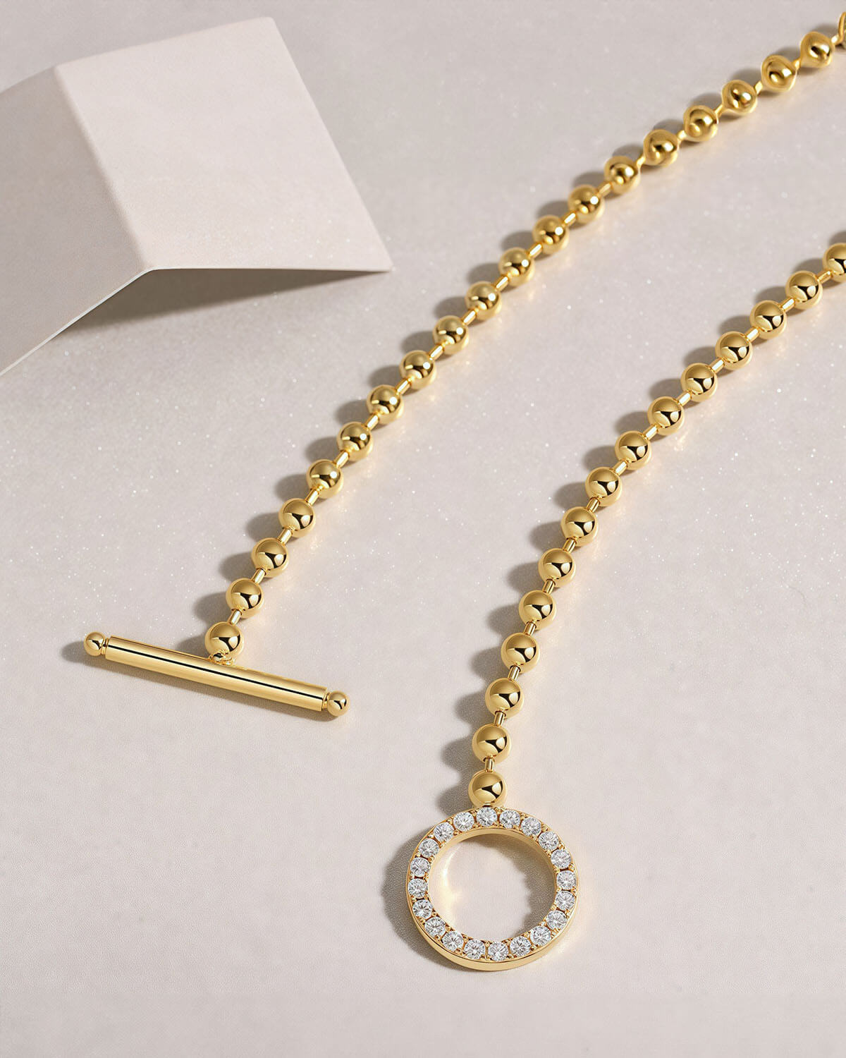Diamond Necklace Gold with Toggle Clasp Design-Opreshyne