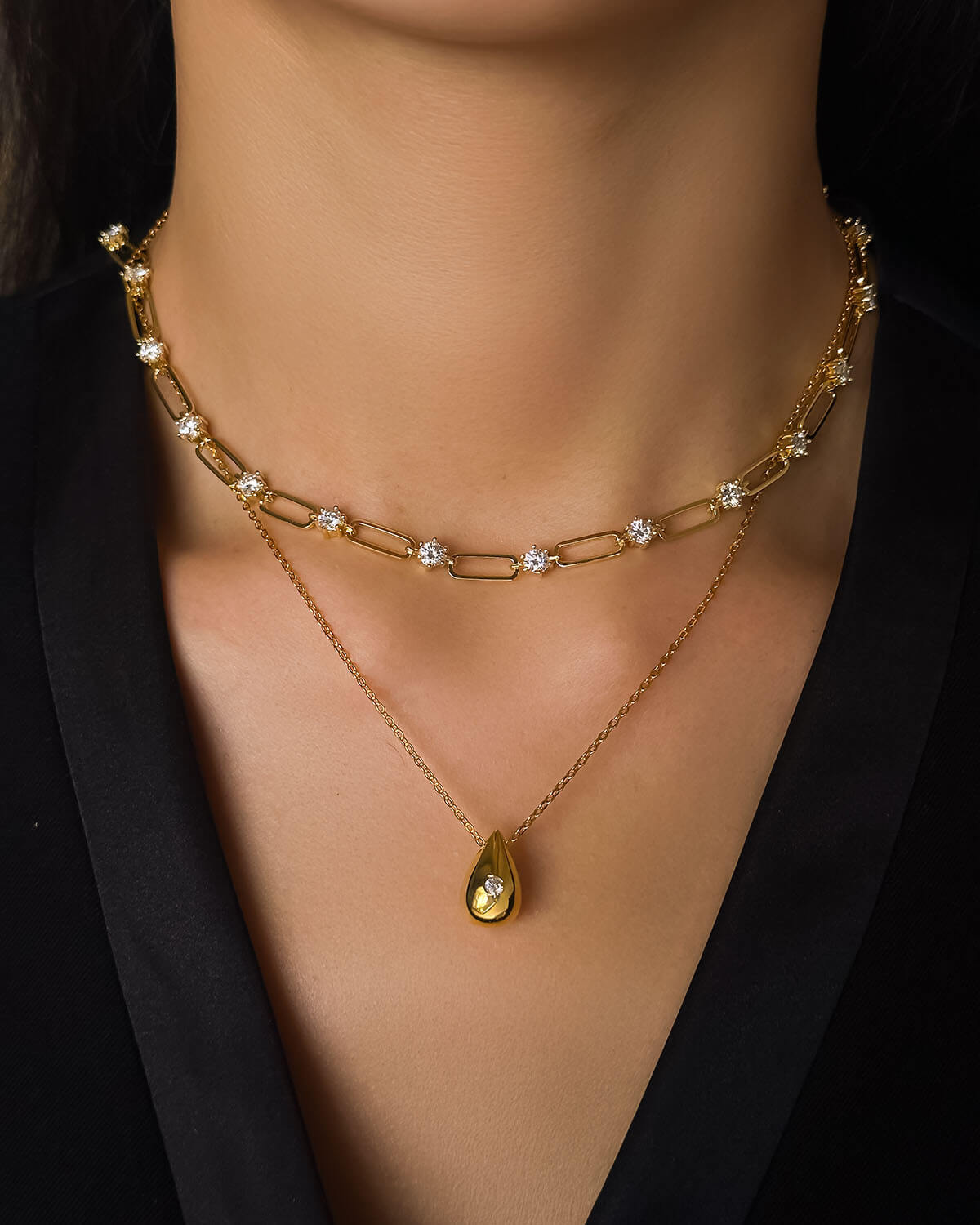 Diamond Pendant Necklace Gold – Waterdrop Moissanite Design-Opreshyne