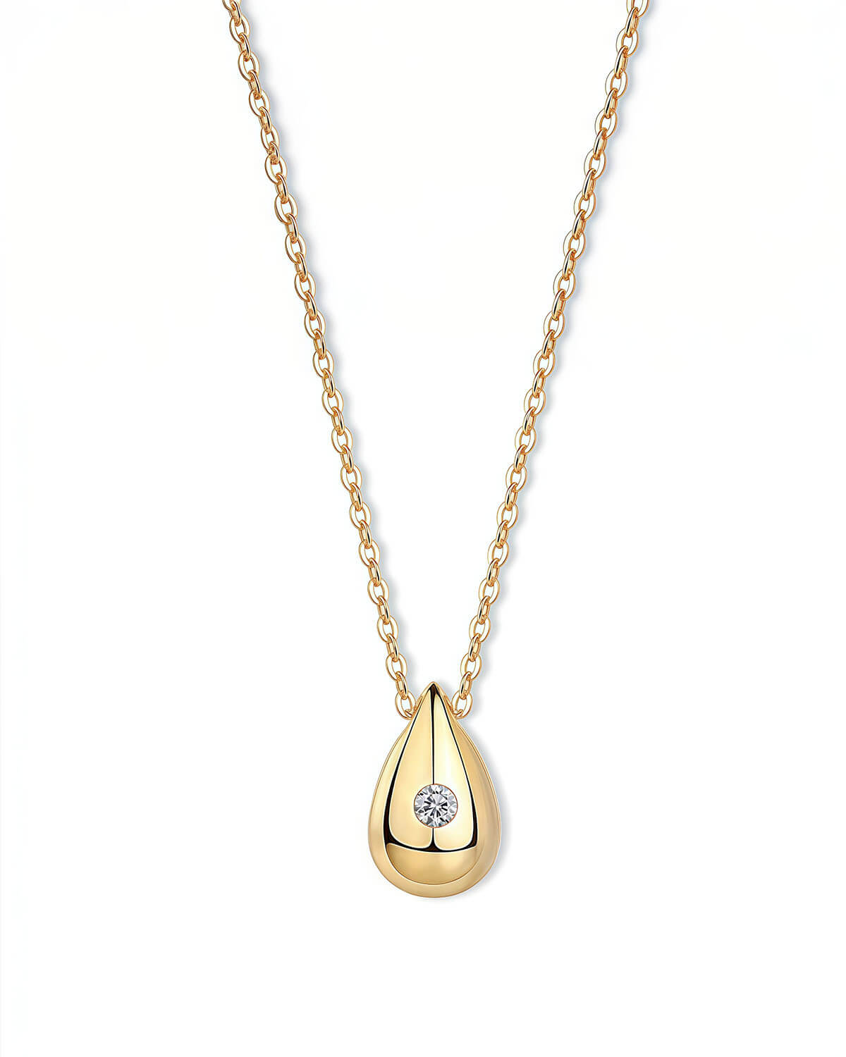 Diamond Pendant Necklace Gold – Waterdrop Moissanite Design-Opreshyne