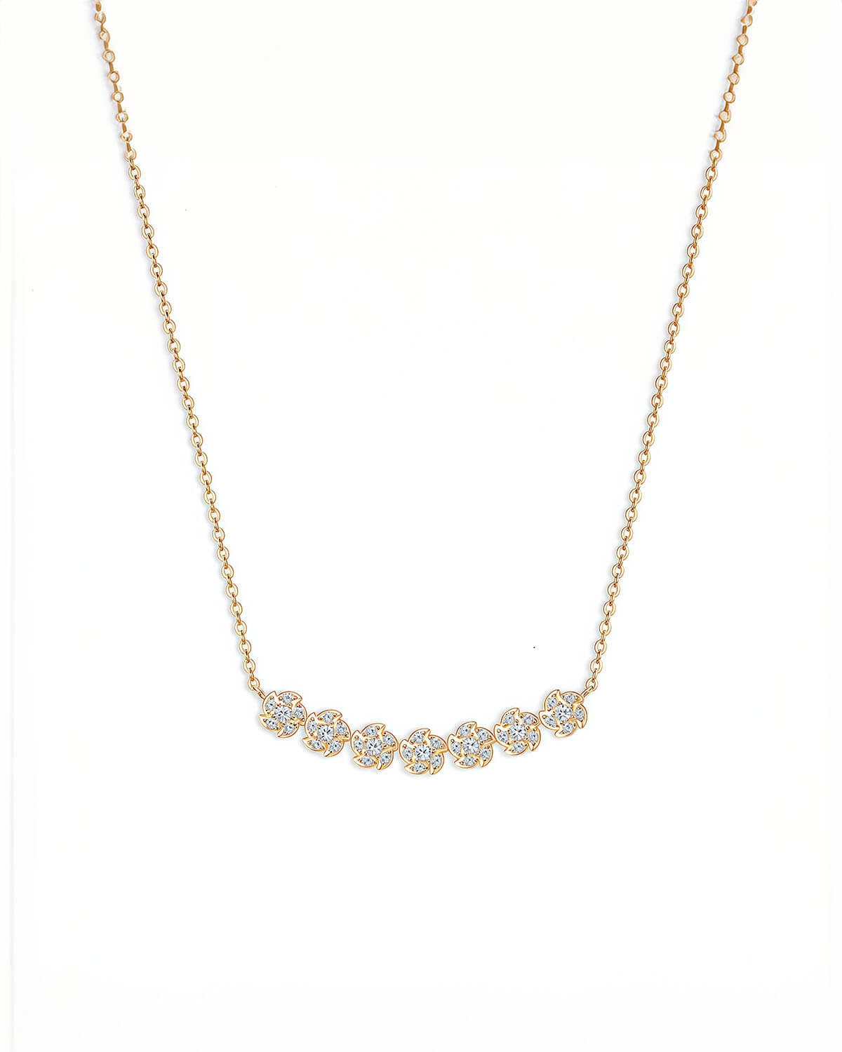 Diamond Pendant Necklace Gold with Floral Design-Opreshyne
