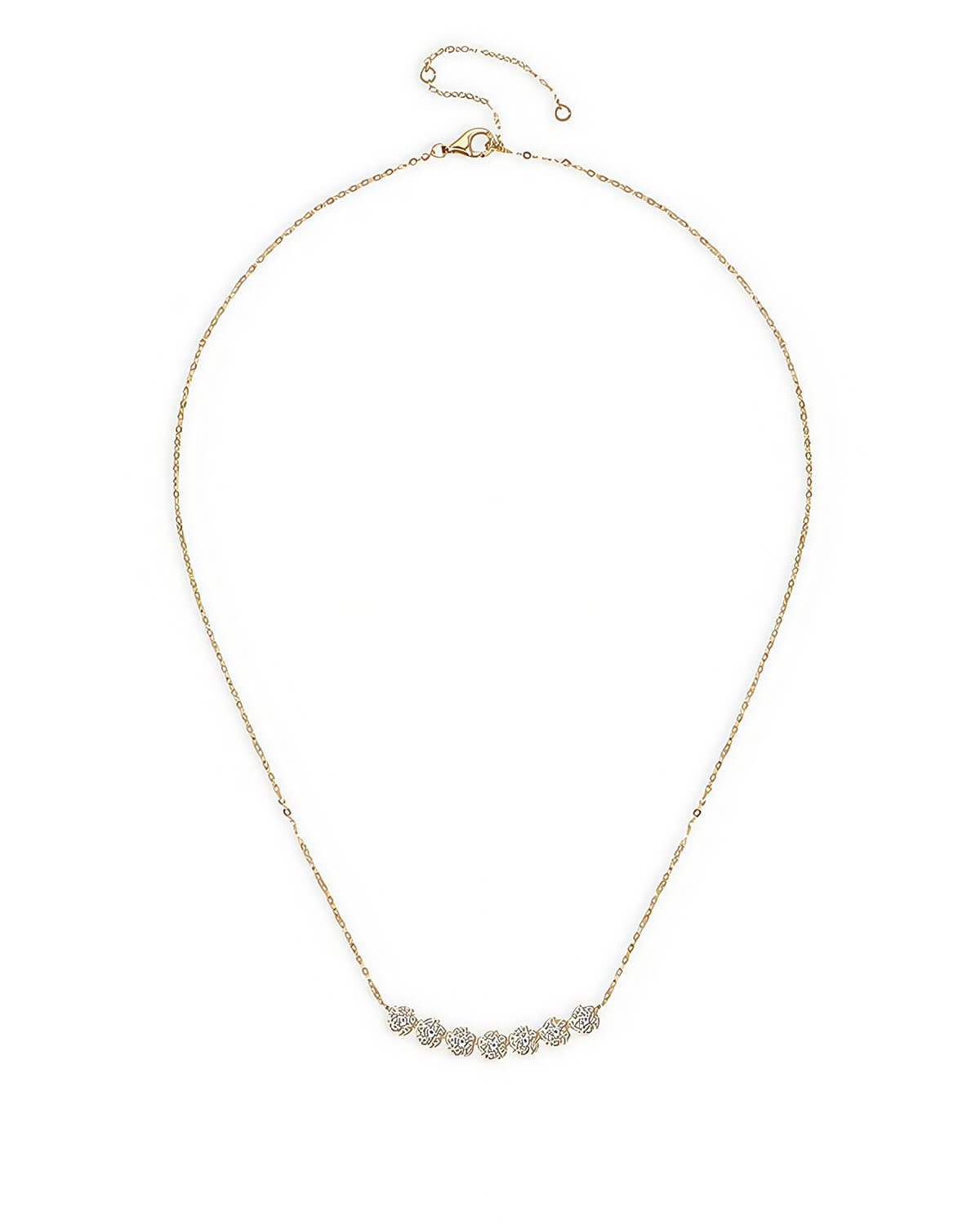 Diamond Pendant Necklace Gold with Floral Design-Opreshyne