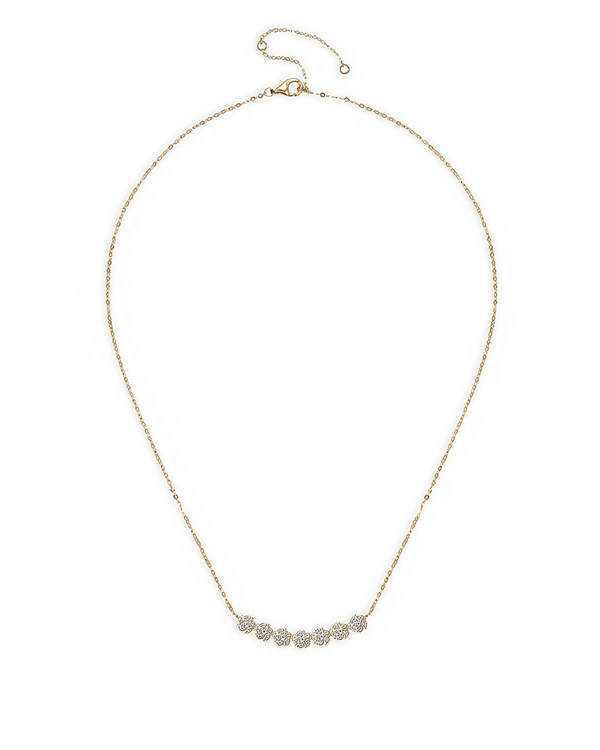 Diamond Pendant Necklace Gold with Floral Design-Opreshyne