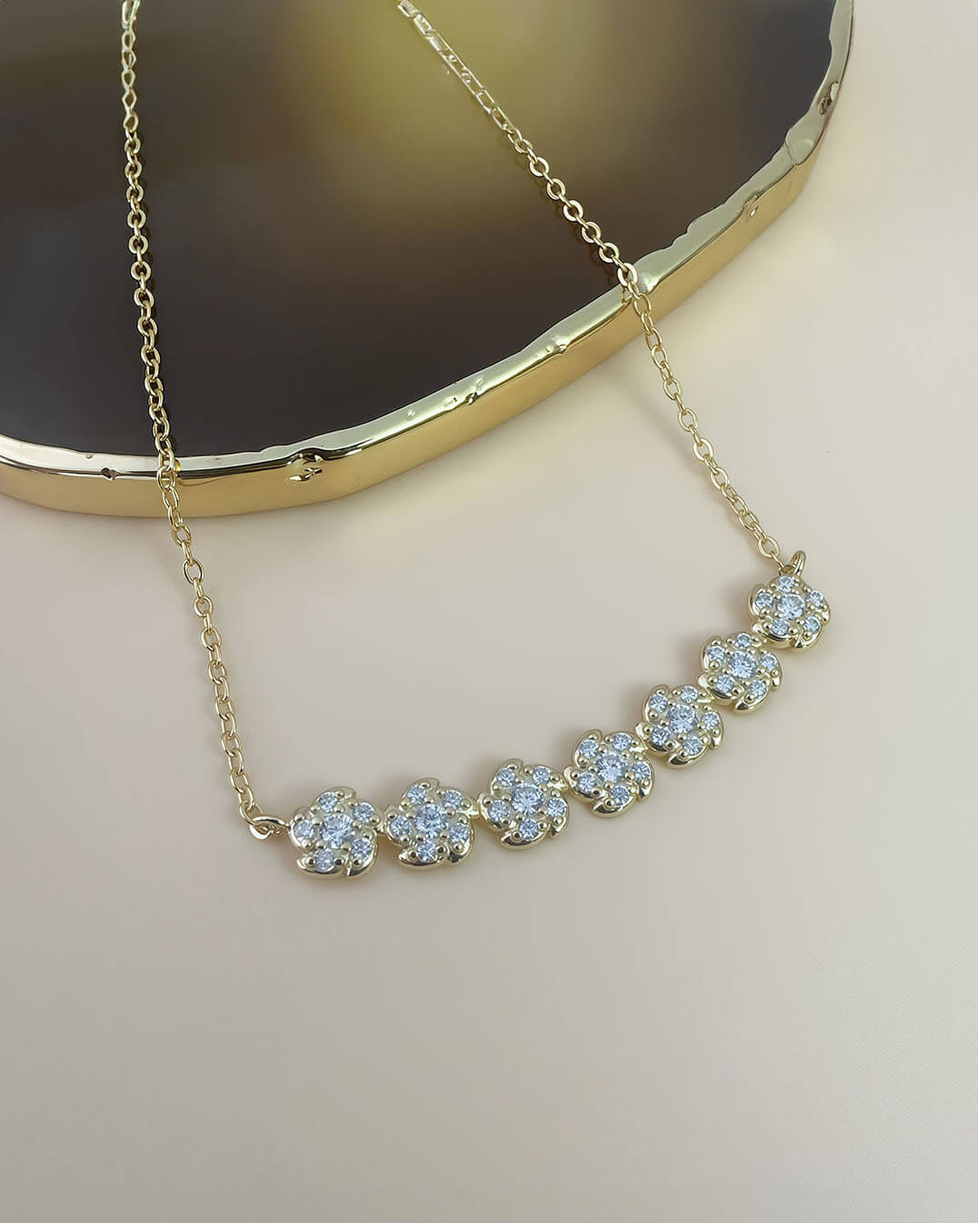 Diamond Pendant Necklace Gold with Floral Design-Opreshyne