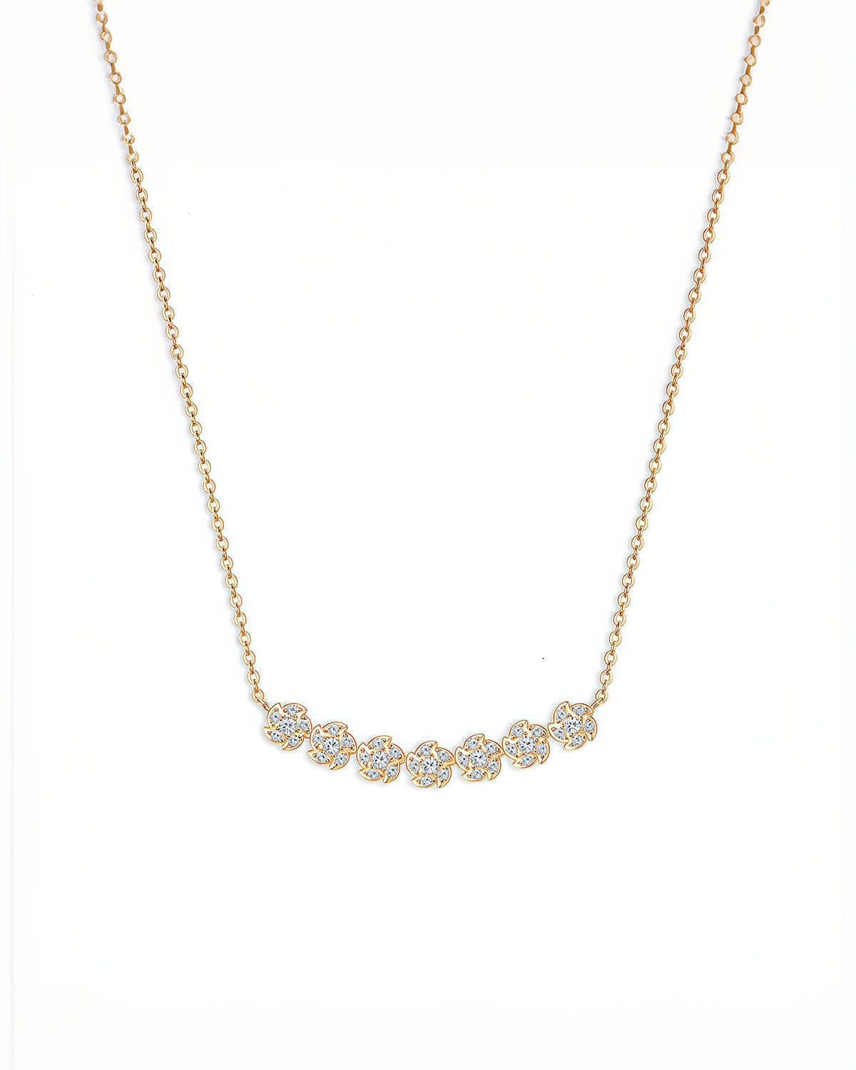 Diamond Pendant Necklace Gold with Floral Design-Opreshyne