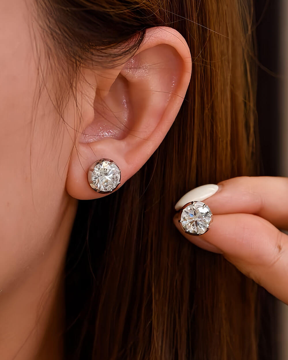 Georgina Tricolor Diamond Stud Earrings