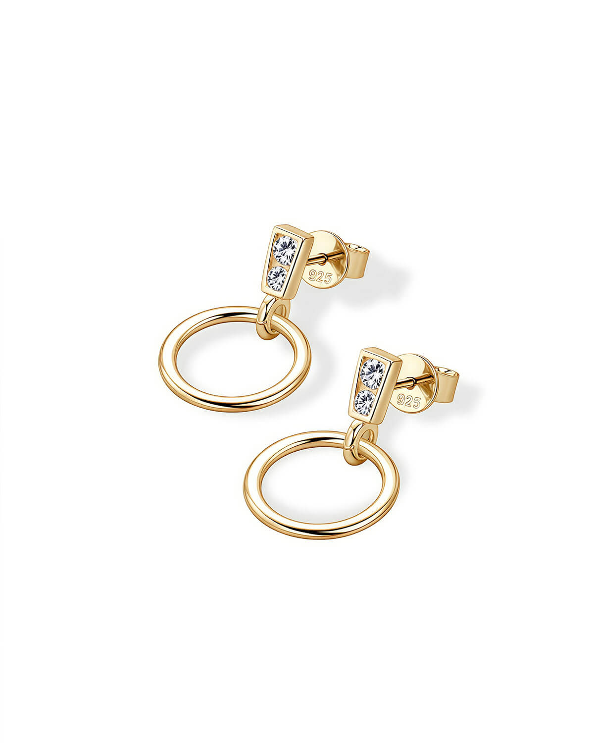 Diamond and Gold Earrings – Circular Drop Elegance-Opreshyne