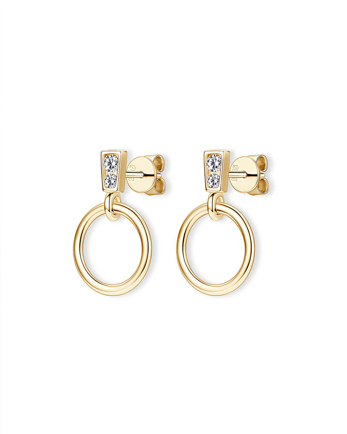 Diamond and Gold Earrings – Circular Drop Elegance-Opreshyne