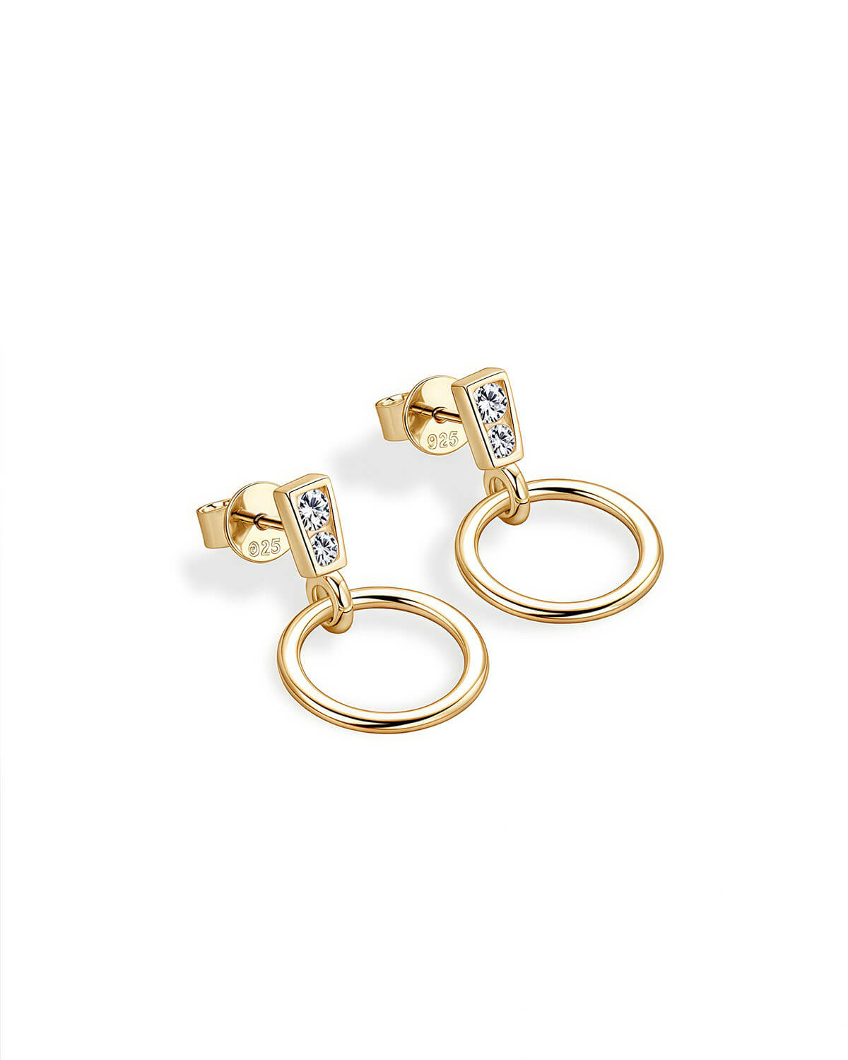 Diamond and Gold Earrings – Circular Drop Elegance-Opreshyne