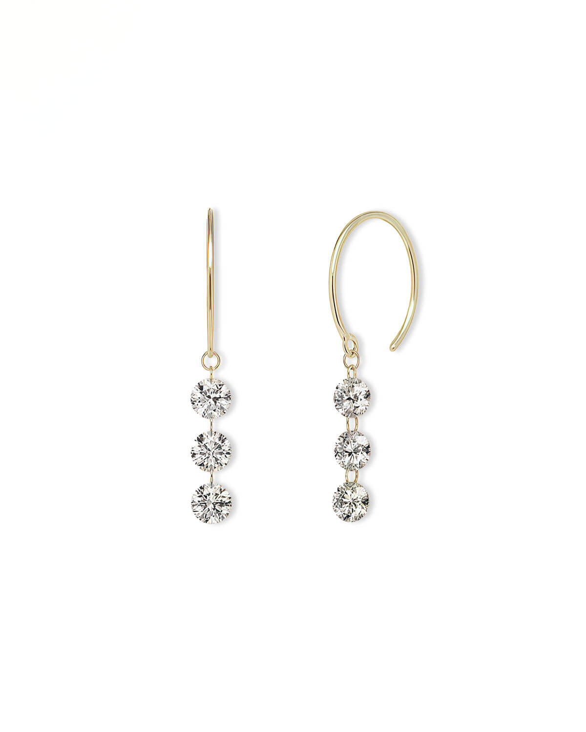 Serein Trio – Three Drilled Diamond Drop Earrings
