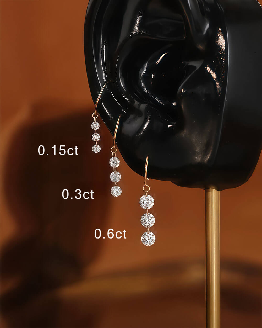 Serein Trio – Three Drilled Diamond Drop Earrings