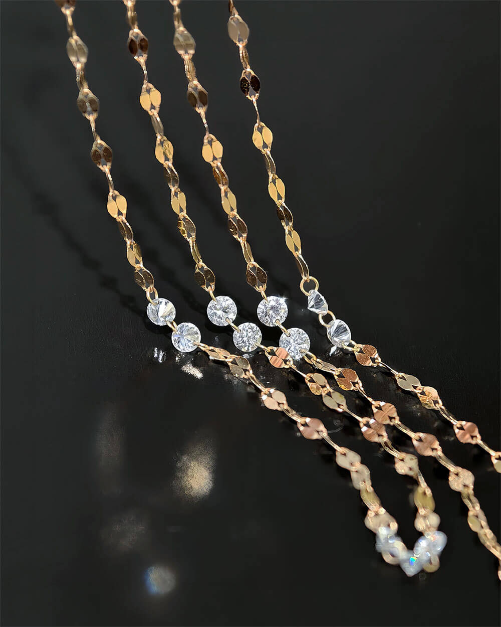 Celeste Drilled Diamond Sequin Chain Necklace