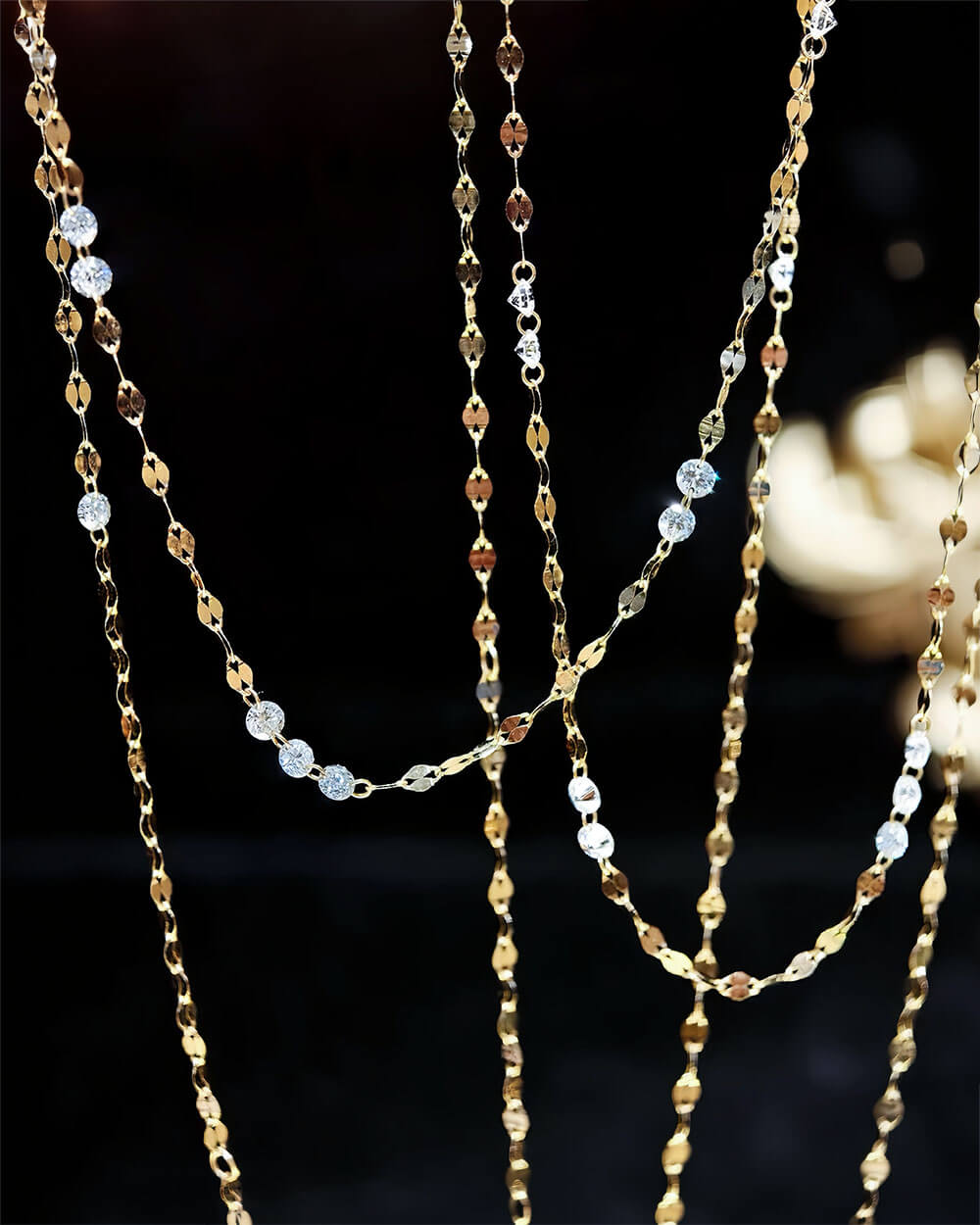 Celeste Drilled Diamond Sequin Chain Necklace