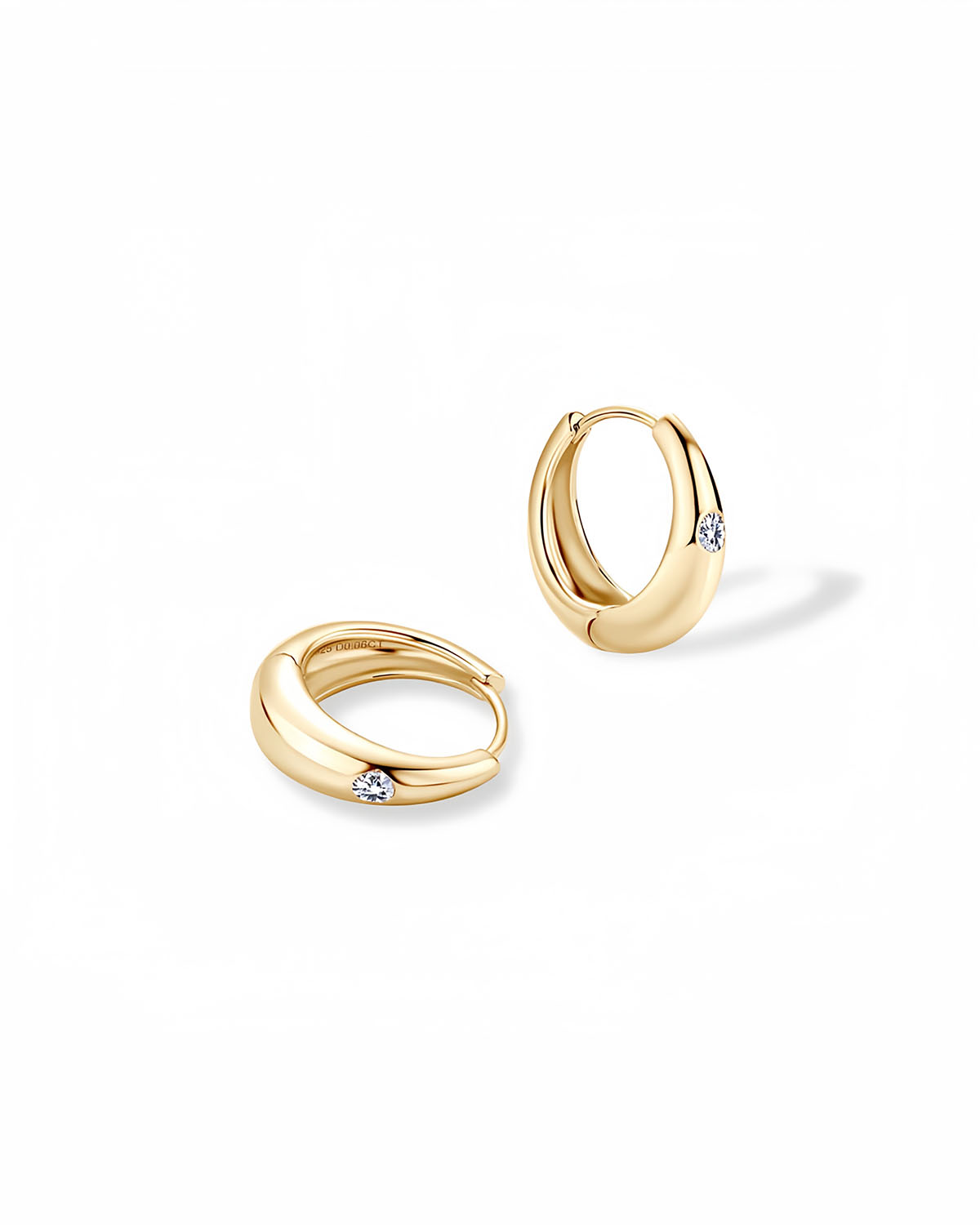 Elegant 14K Gold Hoop Earrings with Moissanite Accent-Opreshyne