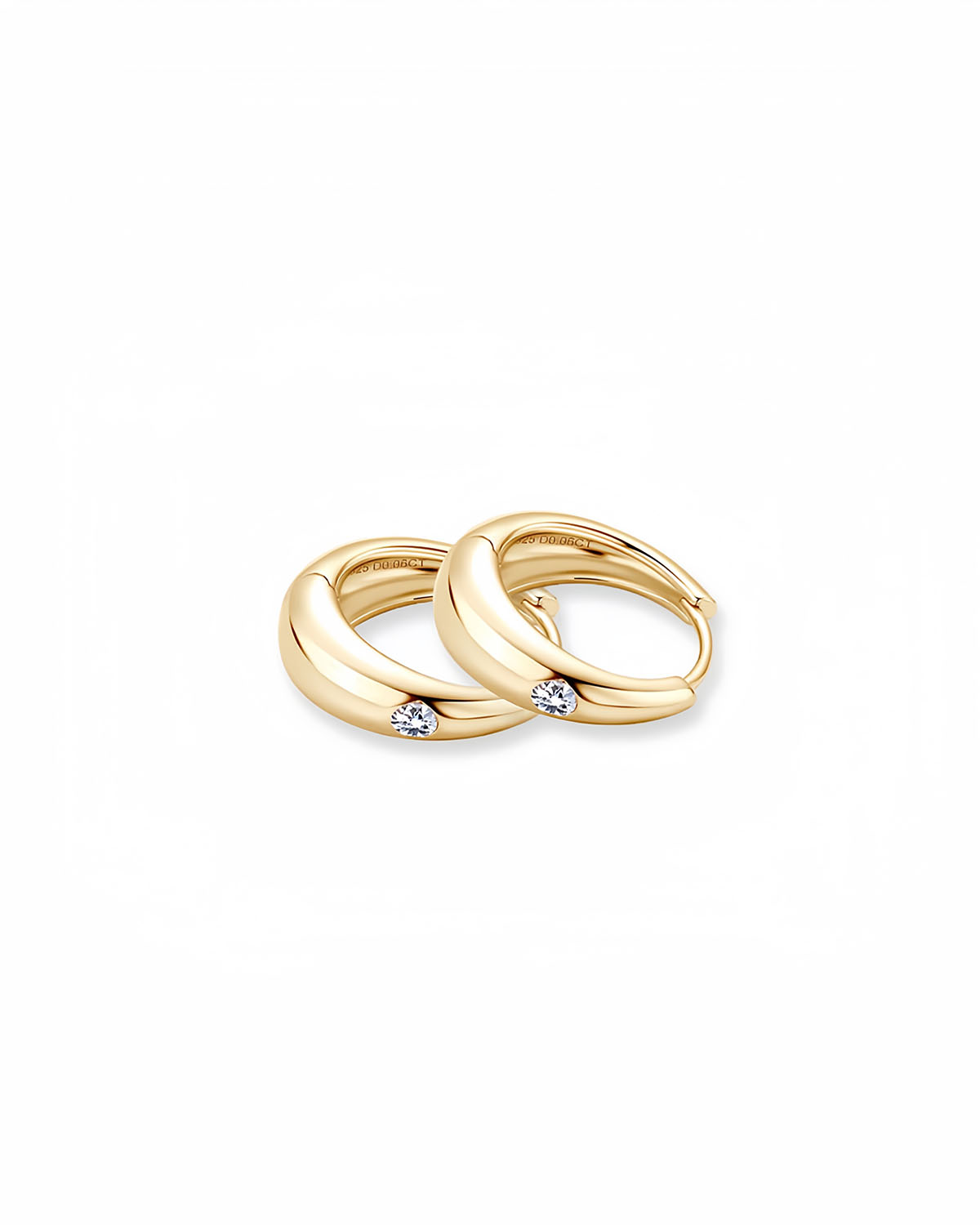 Elegant 14K Gold Hoop Earrings with Moissanite Accent-Opreshyne